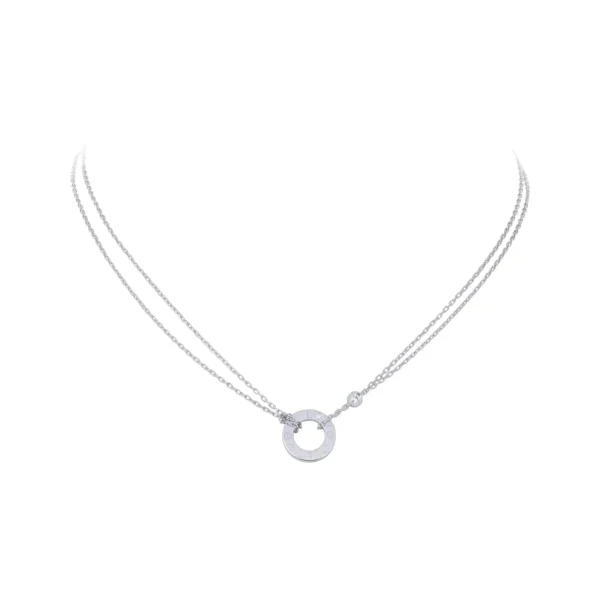 Cartier Love White Gold Diamond Circle Charm Necklace