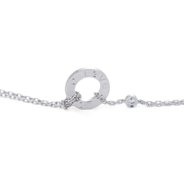 Cartier Love White Gold Diamond Circle Charm Necklace - Image 3