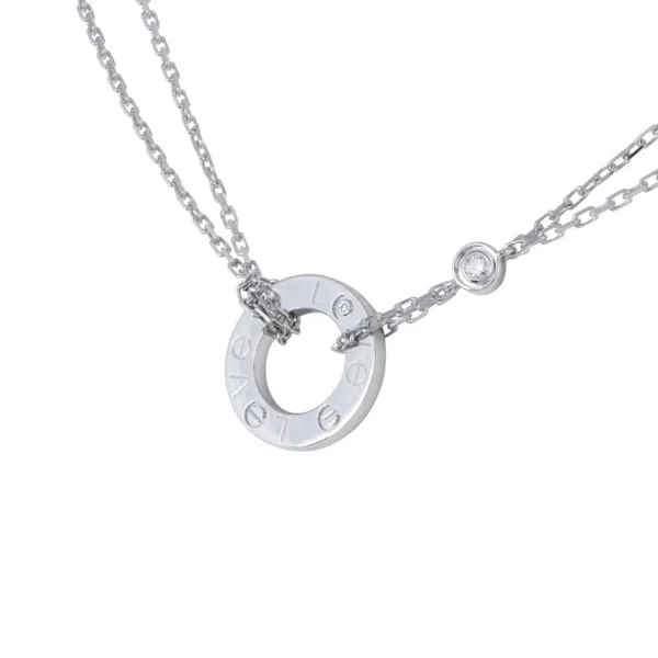 Cartier Love White Gold Diamond Circle Charm Necklace - Image 2