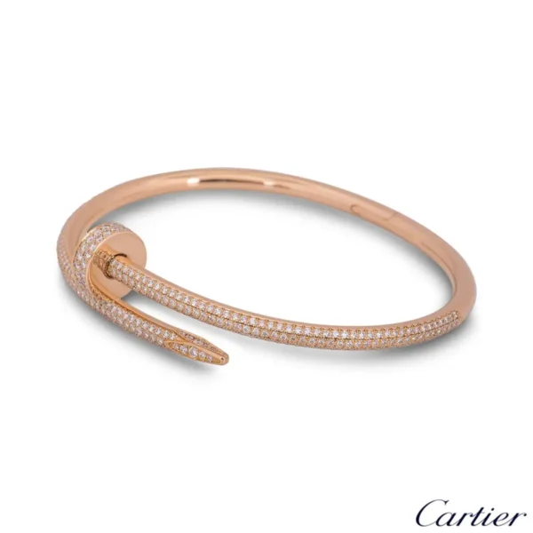 Cartier Rose Gold Full Pave Diamond Juste Un Clou Bracelet N6702117 - Image 4