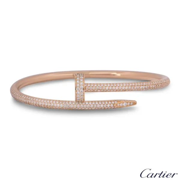 Cartier Rose Gold Full Pave Diamond Juste Un Clou Bracelet N6702117 - Image 3