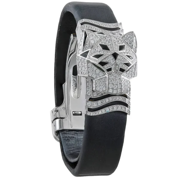 Cartier White Gold Diamond Onyx Panthere Secrete de Cartier Quartz Wristwatch - Image 2