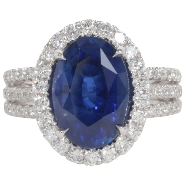 Certified Royal Blue Sapphire Diamond Ring - Image 2