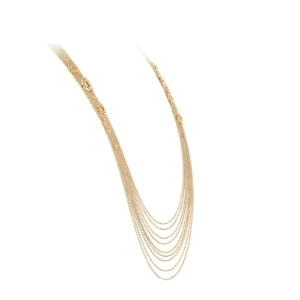 Chanel Gold and Diamond Camellia Multi Strand Flapper Necklace