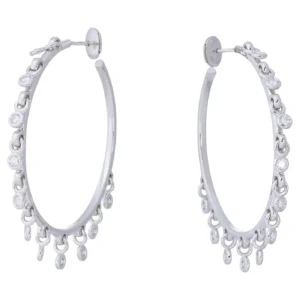 Christian Dior Coquine White Gold Diamond Hoop Earrings