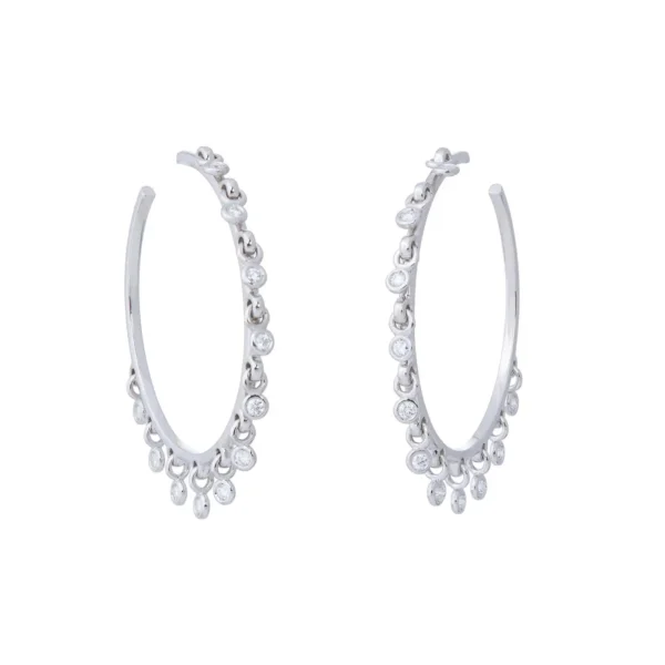 Christian Dior Coquine White Gold Diamond Hoop Earrings - Image 4