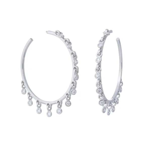 Christian Dior Coquine White Gold Diamond Hoop Earrings - Image 2