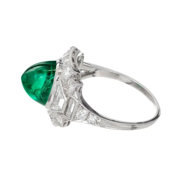 Colombian Emerald Diamond Platinum Cocktail Ring Tiffany & Co. 3.60 Carat - Image 5