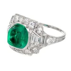 Colombian Emerald Diamond Platinum Cocktail Ring Tiffany & Co. 3.60 Carat