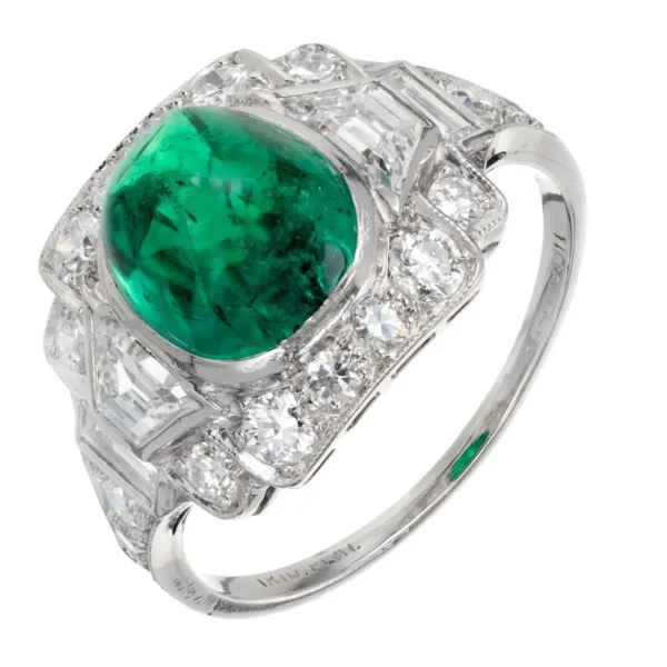 Colombian Emerald Diamond Platinum Cocktail Ring Tiffany & Co. 3.60 Carat - Image 2