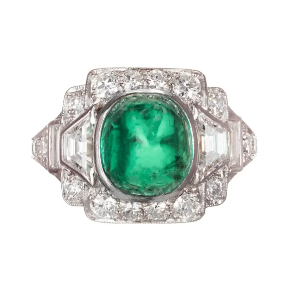 Colombian Emerald Diamond Platinum Cocktail Ring Tiffany & Co. 3.60 Carat - Image 3