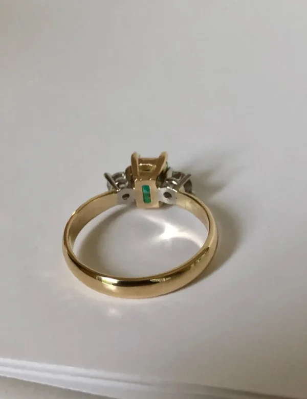 Colombian Emerald Diamond Three-Stone Engagement Ring 18 Karat - Image 11