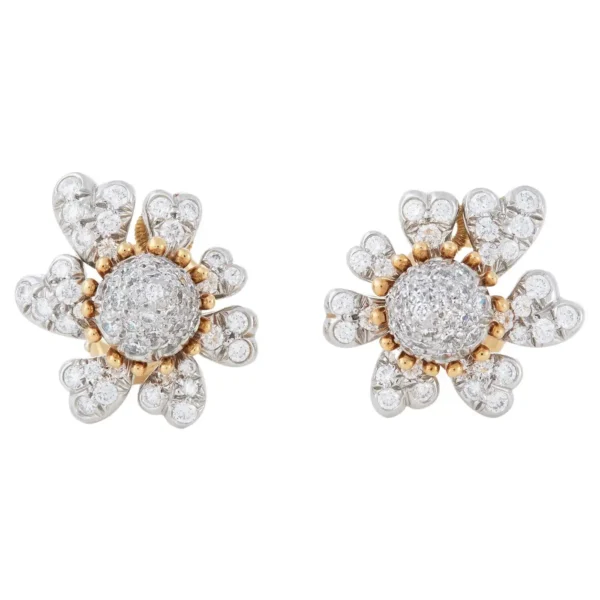 Cones with Petals Diamond Ear Clip