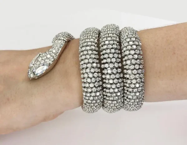 Contemporary Diamond Coiled Serpent Bracelet - Image 7