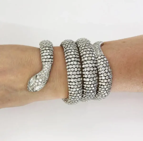 Contemporary Diamond Coiled Serpent Bracelet - Image 6