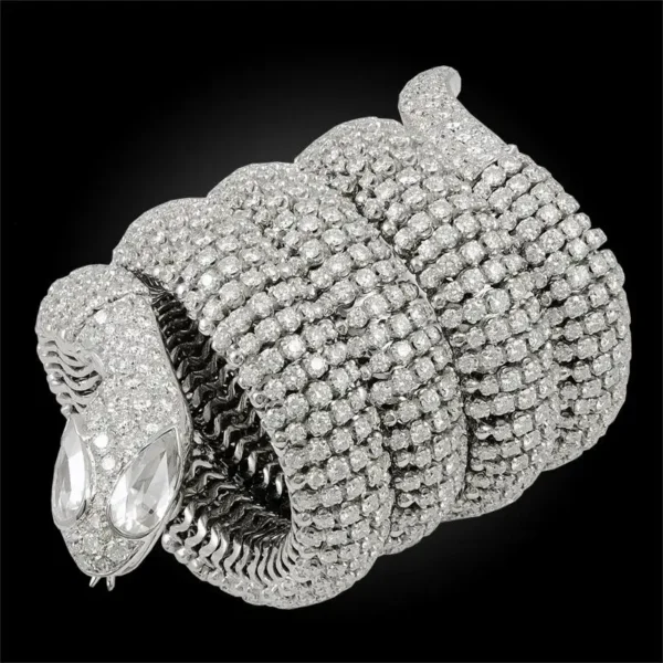 Contemporary Diamond Coiled Serpent Bracelet - Image 2