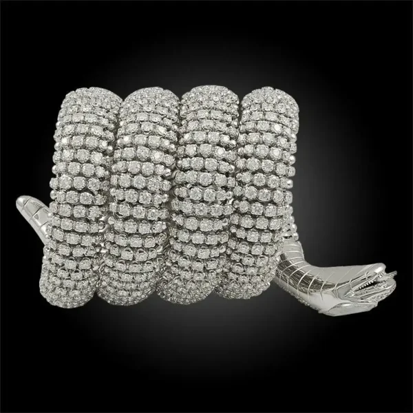 Contemporary Diamond Coiled Serpent Bracelet - Image 4