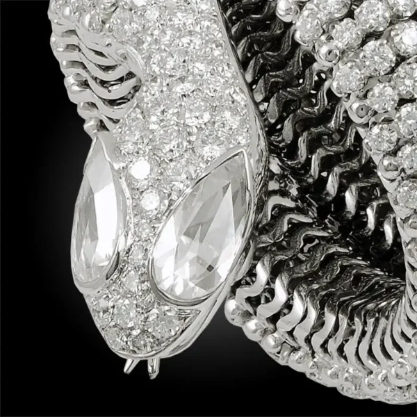 Contemporary Diamond Coiled Serpent Bracelet - Image 3