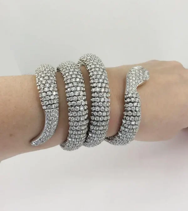 Contemporary Diamond Coiled Serpent Bracelet - Image 8