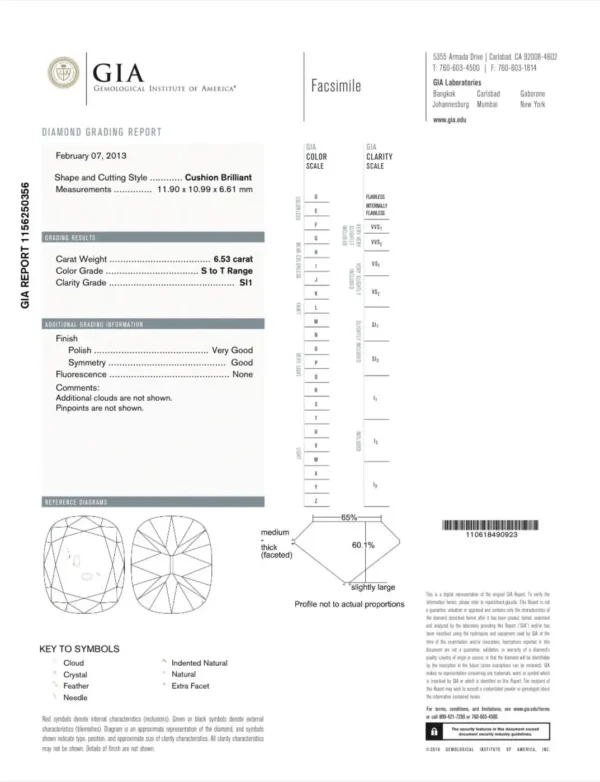 Cushion Cut Diamond Modern Old European & Baguettes 7.5 GIA Certified 6.53 Carat - Image 6