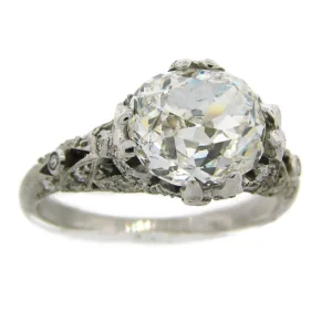 Cushion Cut Diamond Platinum Ring Art Deco circa 1920s 3.02-carat GIA G SI1