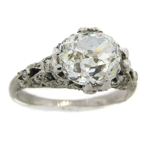 Cushion Cut Diamond Platinum Ring Art Deco circa 1920s 3.02-carat GIA G SI1 - Image 2