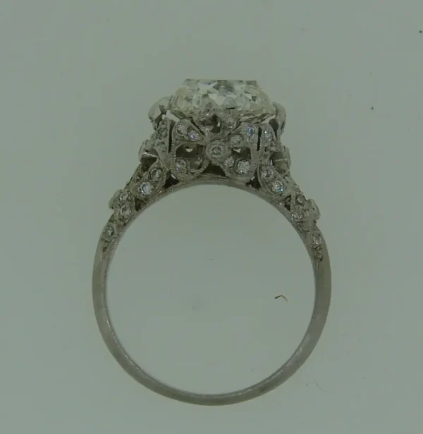 Cushion Cut Diamond Platinum Ring Art Deco circa 1920s 3.02-carat GIA G SI1 - Image 5