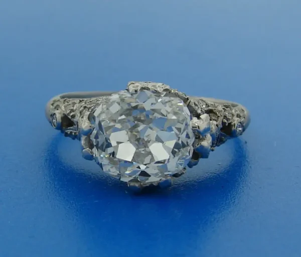 Cushion Cut Diamond Platinum Ring Art Deco circa 1920s 3.02-carat GIA G SI1 - Image 4