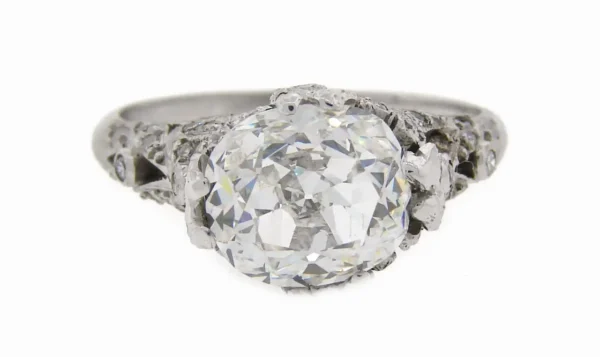 Cushion Cut Diamond Platinum Ring Art Deco circa 1920s 3.02-carat GIA G SI1 - Image 3