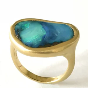 Dalben Design Blue Green Australian Boulder Opal Yellow Gold Ring