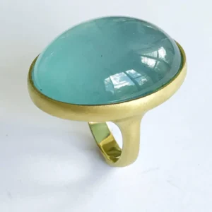 Dalben Magnificent Cabochon Aquamarine Yellow Gold Ring