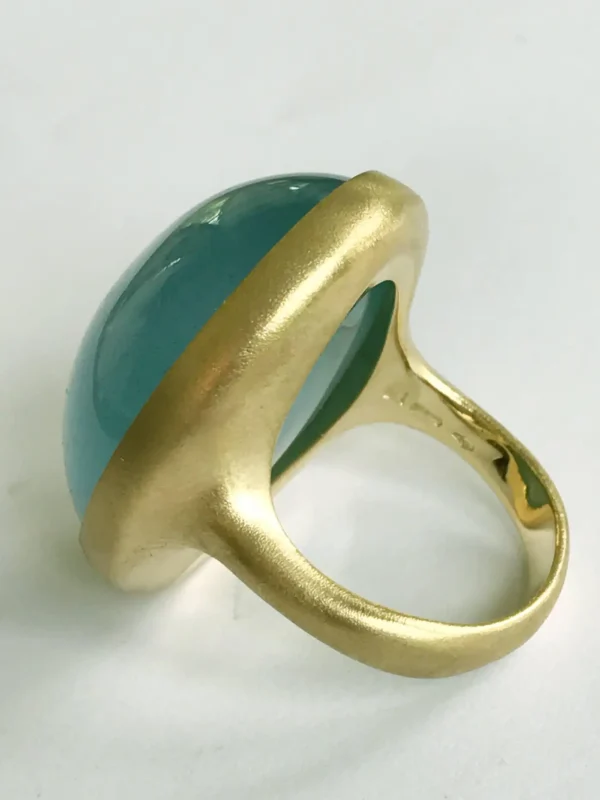 Dalben Magnificent Cabochon Aquamarine Yellow Gold Ring - Image 5