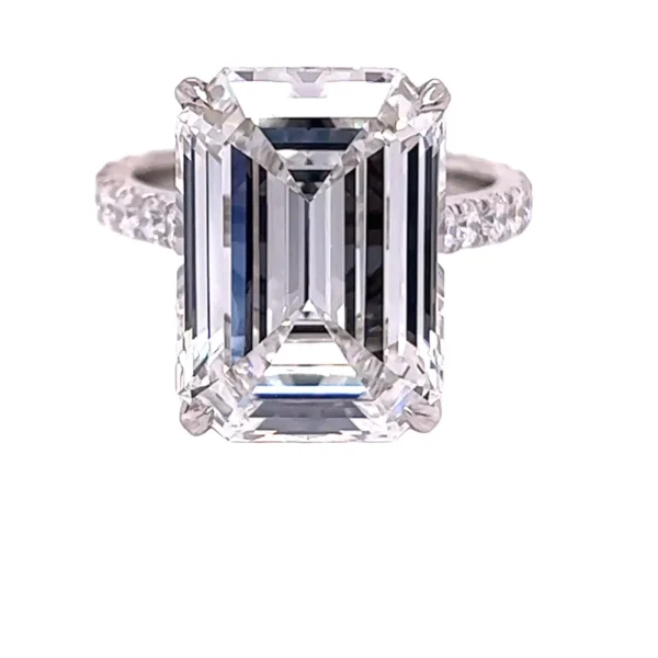 David Rosenberg 10.41 Carat Emerald Cut F VVS2 GIA Diamond Engagement Ring - Image 3