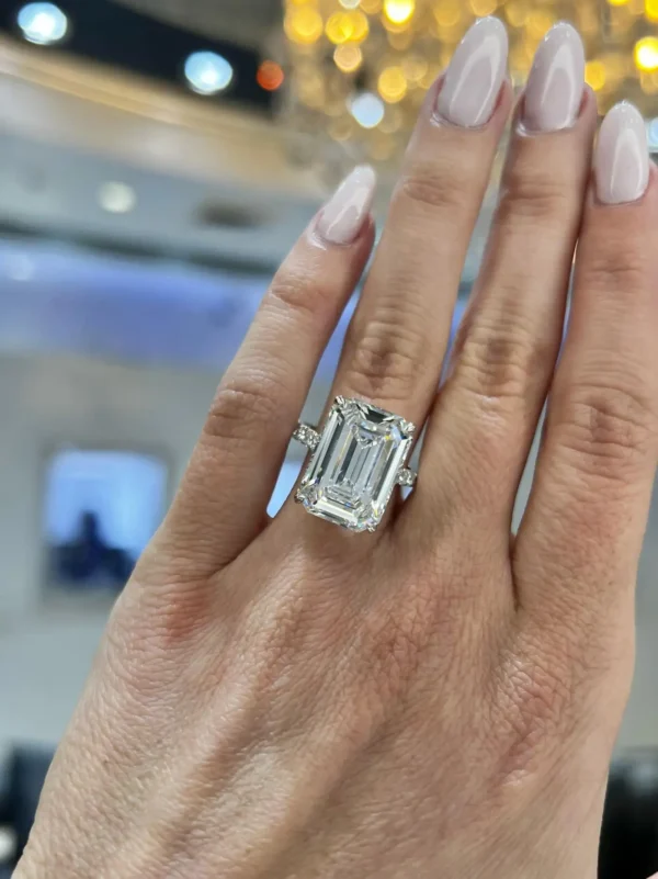 David Rosenberg 10.41 Carat Emerald Cut F VVS2 GIA Diamond Engagement Ring - Image 10