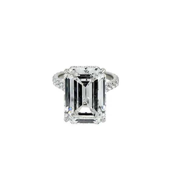 David Rosenberg 10.41 Carat Emerald Cut F VVS2 GIA Diamond Engagement Ring - Image 9