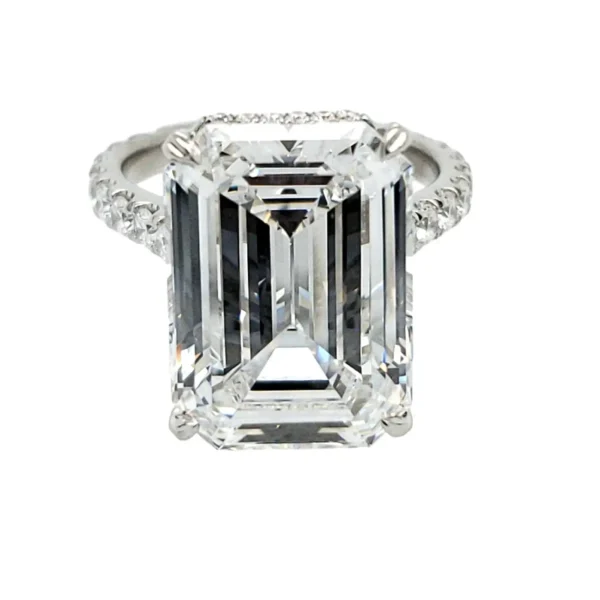 David Rosenberg 10.41 Carat Emerald Cut F VVS2 GIA Diamond Engagement Ring - Image 2