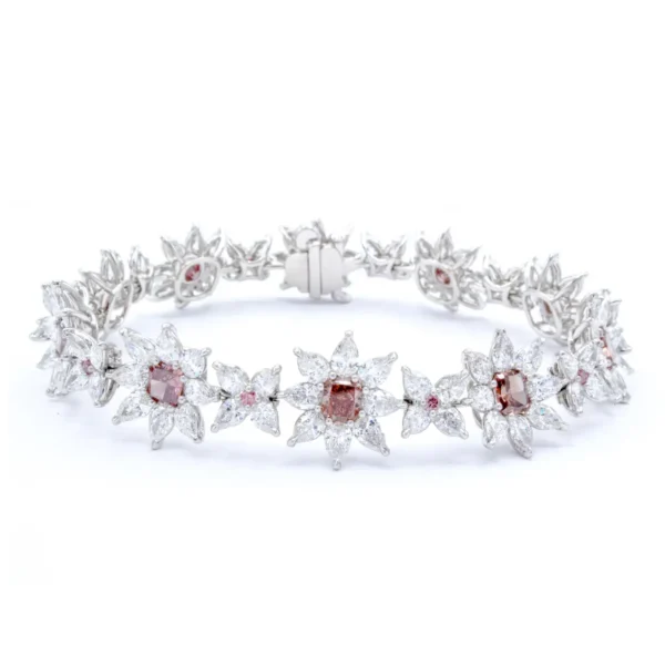 David Rosenberg 13 Carat Fancy Deep Pink/Orangy Pink Argyle GIA Diamond Bracelet - Image 2