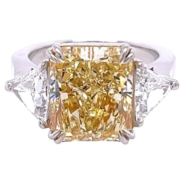 David Rosenberg 5.68 ct Fancy Light Yellow Radiant GIA Diamond Engagement Ring