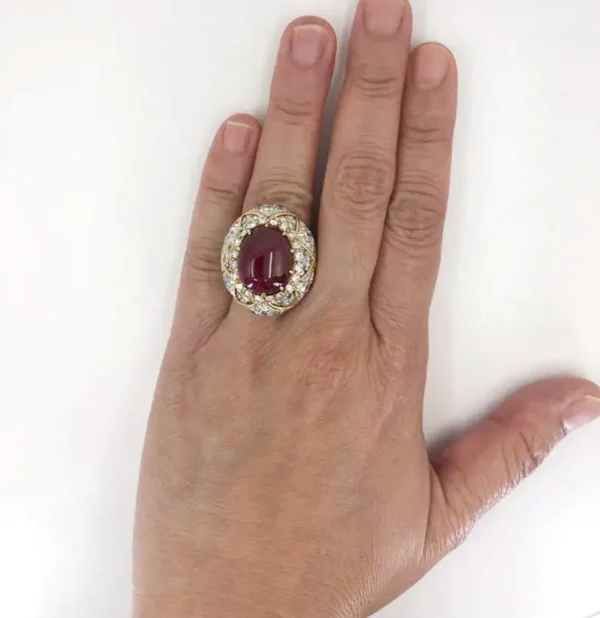 David Webb Vintage Diamond Ruby Bombe Cocktail Ring - Image 2