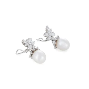 Diamond and Pearl Detachable Drop Ear Clips Tiffany & Co.