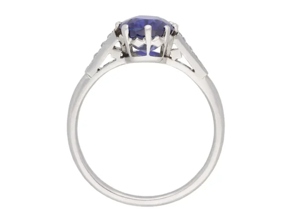 Edwardian Natural Royal Blue Kashmir Sapphire Diamond Ring - Image 2