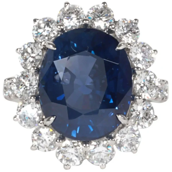 Elegant 11.73 Carat GIA Certified Sapphire Diamond Platinum Ring - Image 3