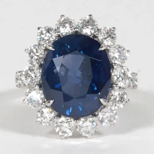 Elegant 11.73 Carat GIA Certified Sapphire Diamond Platinum Ring