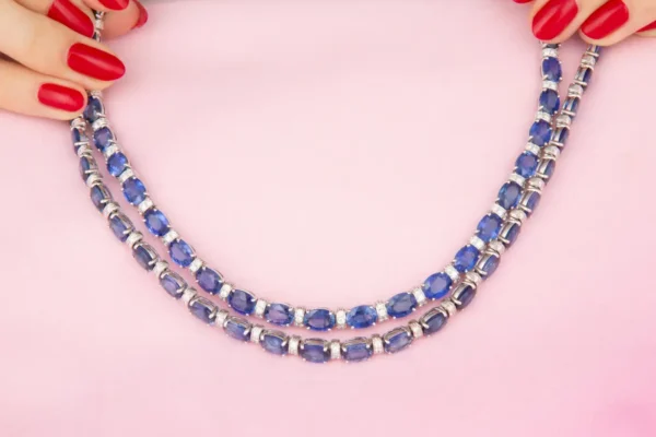 Ella Gafter Blue Sapphire Diamond Necklace Earrings - Image 9