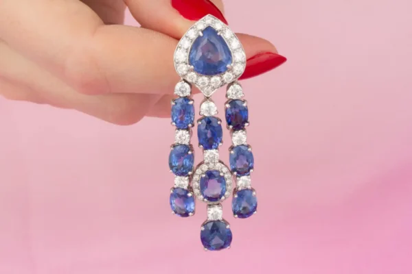 Ella Gafter Blue Sapphire Diamond Necklace Earrings - Image 5