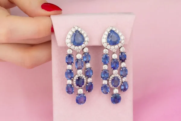 Ella Gafter Blue Sapphire Diamond Necklace Earrings - Image 7