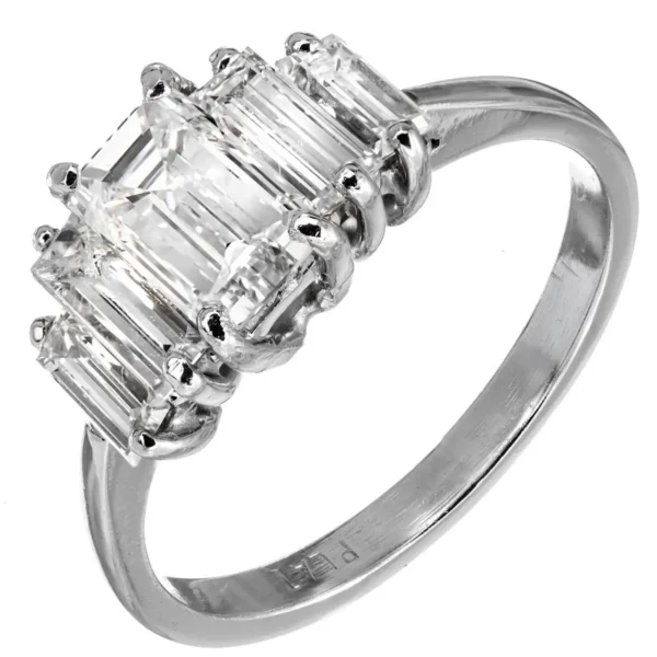 Emerald Cut Diamond Platinum Engag