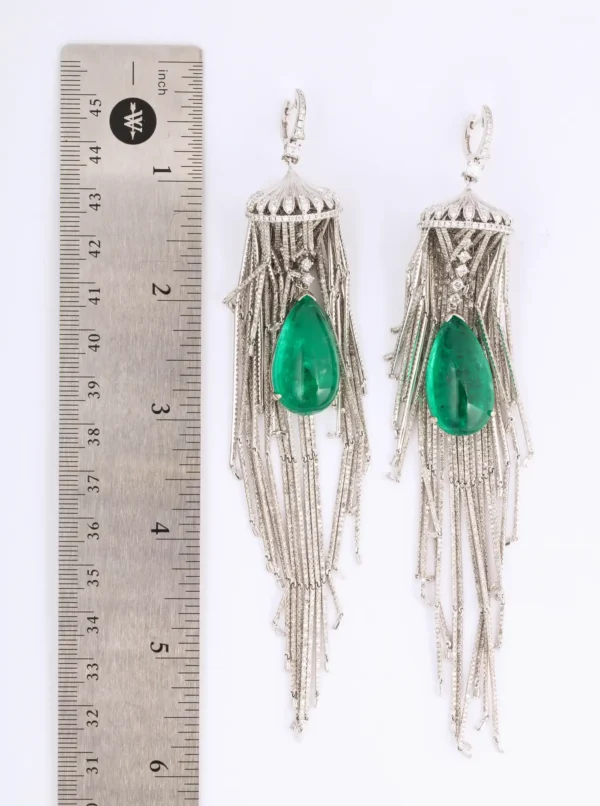 Emerald and Diamond Chandelier Earrings - Image 2