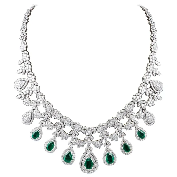 Emerald and Diamond Drop Necklace - Image 3