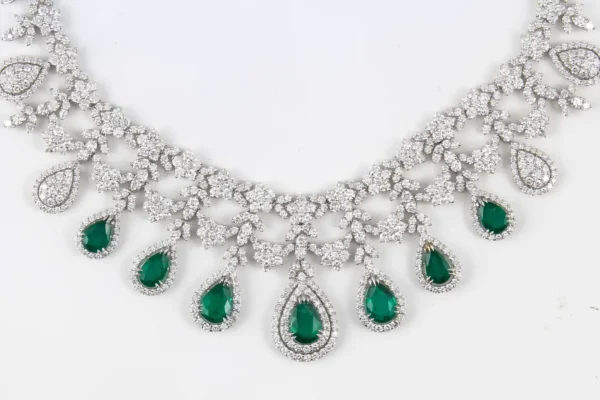 Emerald and Diamond Drop Necklace - Image 5